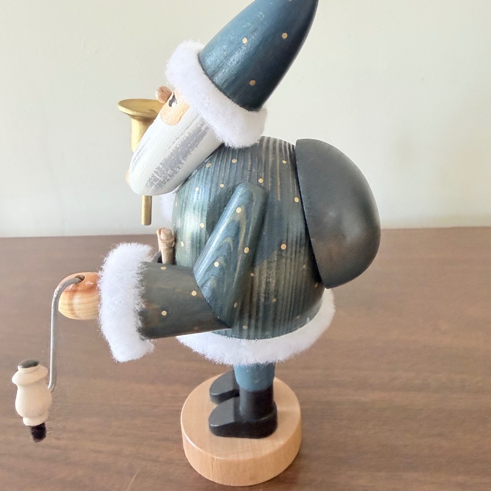 KWO German Wooden Incense Smoker Saint Peter Santa Claus Teal Gold Star Figurine - Picture 6 of 10